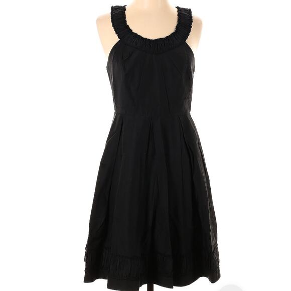 Quillaree Anthropologie Pleated Ruffle Black Dress 100% Silk Cocktail Womens 6 - Picture 2 of 14